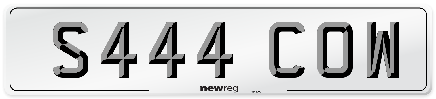 S444 COW Number Plate from New Reg